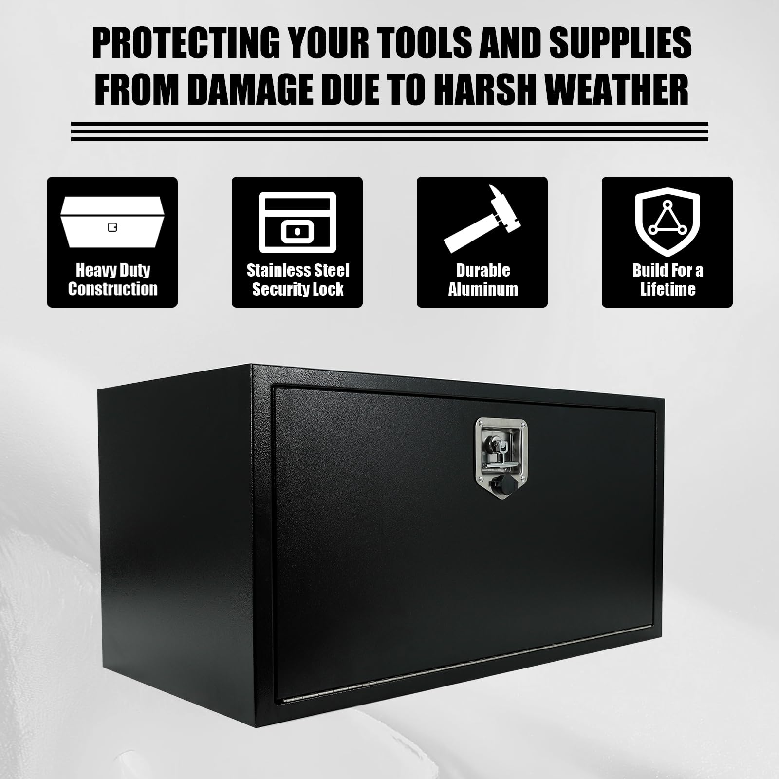 Confote Black Steel Underbody Truck Tool Box with T-Handle Lock - Heavy Duty 36