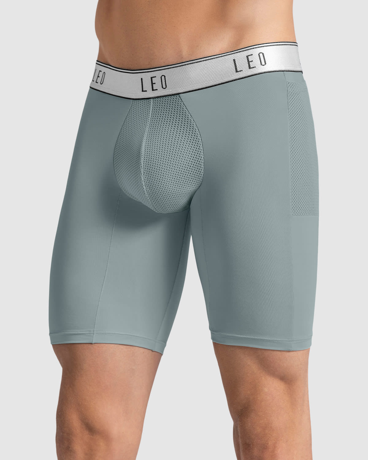 Breathable Long Athletic Boxer Briefs with Side Pocket - Moisture-Wicking Men's Underwear for Sports & Workout