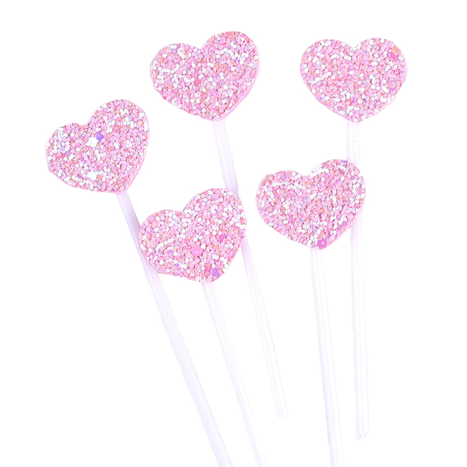 5Pcs Birthday Cake Topper Set - Girlish Glitter Plastic Shiny Cake Picks for Party Decorations - Perfect for Birthday Cakes, Cupcakes, Desserts and Wedding Celebrations
