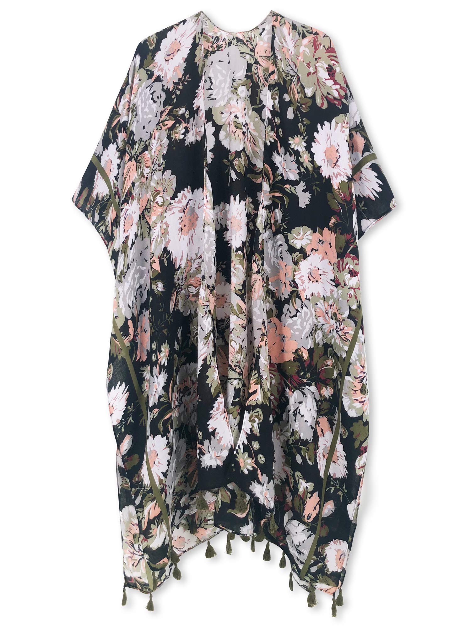Bohemian Floral Print Women's Beach Cover Up - Lightweight Swimsuit Kimono Cardigan for Summer, Poolside & Vacation | Perfect for Beach Parties, Resort Wear and Tropical Getaways