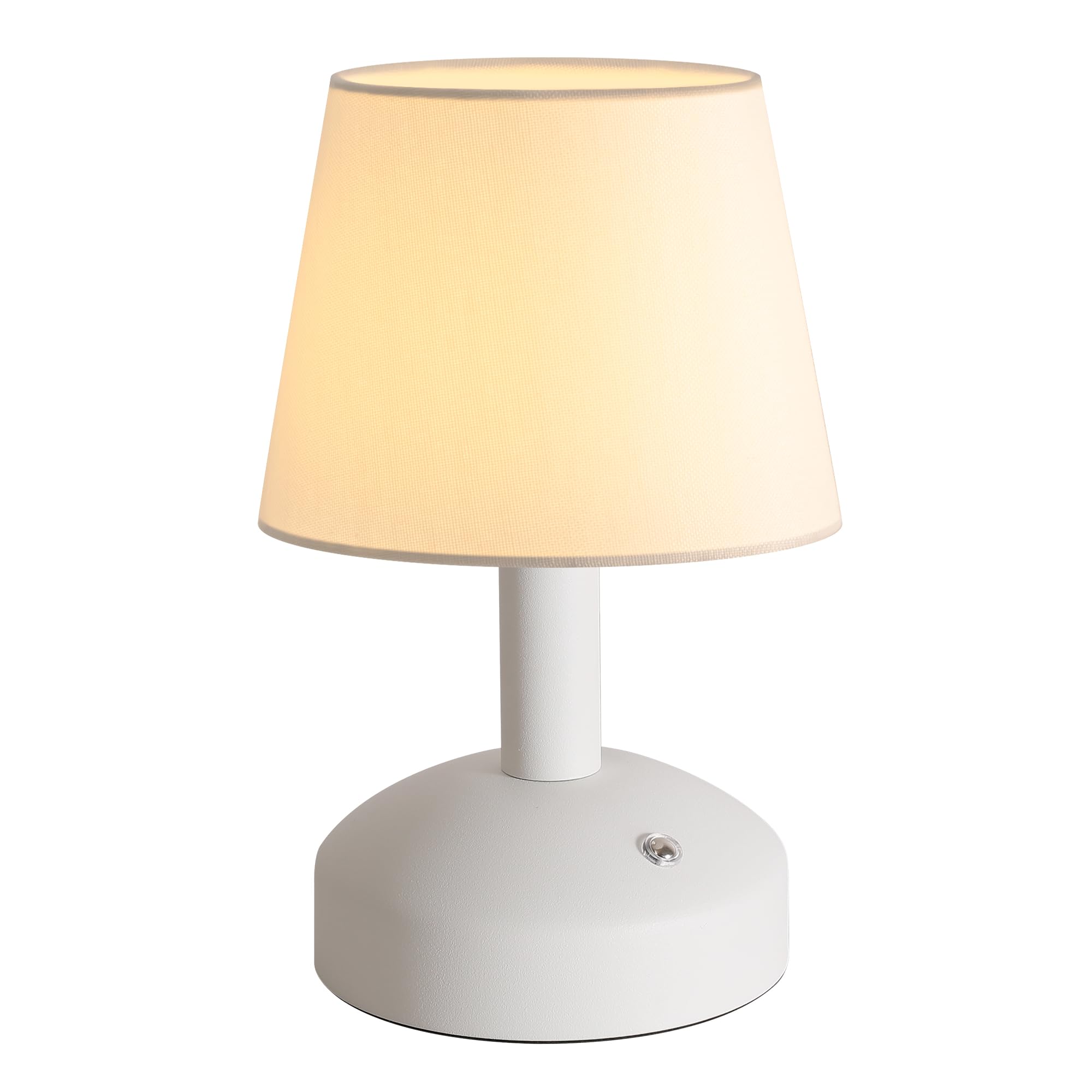 KDG Modern Cordless Small Table Lamp - Portable LED Fabric Shade Desk Lamp with 5000mAh Rechargeable Battery, Bedside Night Light for Bedroom, Living Room, Office, Dorm & Nursery (White) | Perfect for Reading, Working & Relaxing at Night