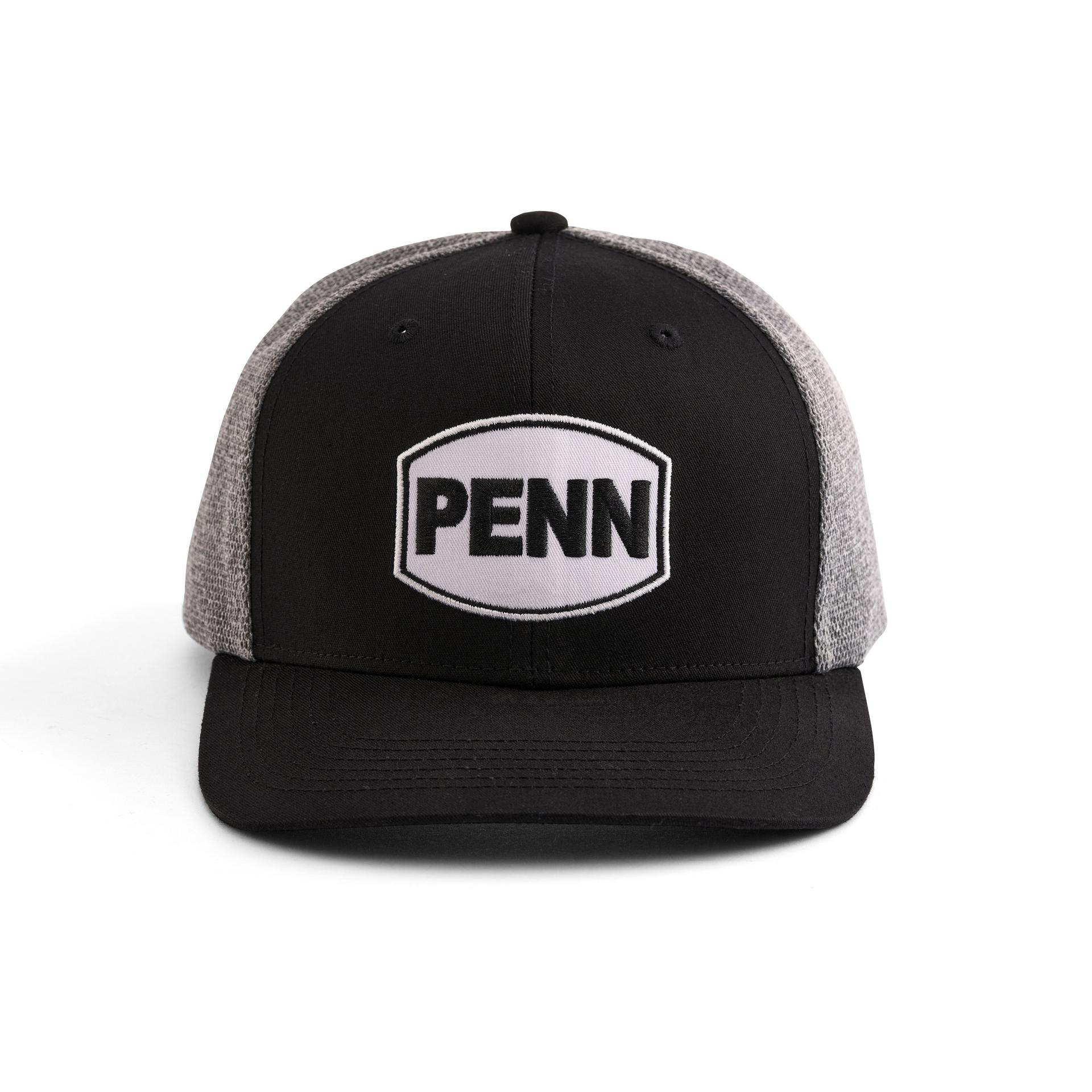 PENN® Black Heather Grey Trucker Hat - Adjustable Snapback Cap for Men & Women - Perfect for Outdoor, Sports, and Casual Wear