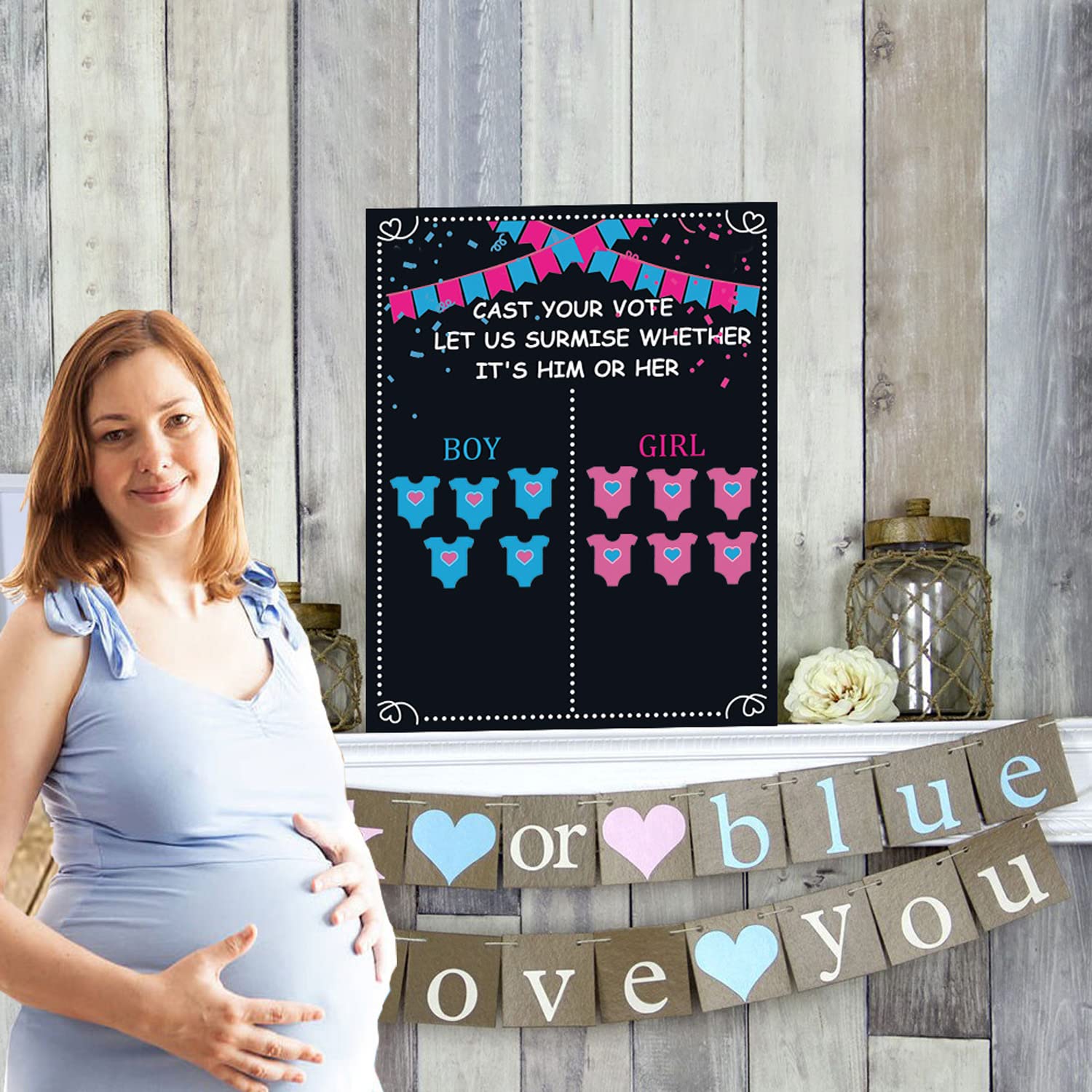 GWAWG 54PCS Gender Reveal Voting Game - Boy or Girl Guessing Game Party Supplies for Baby Shower, Gender Reveal Party & Birthday Celebrations