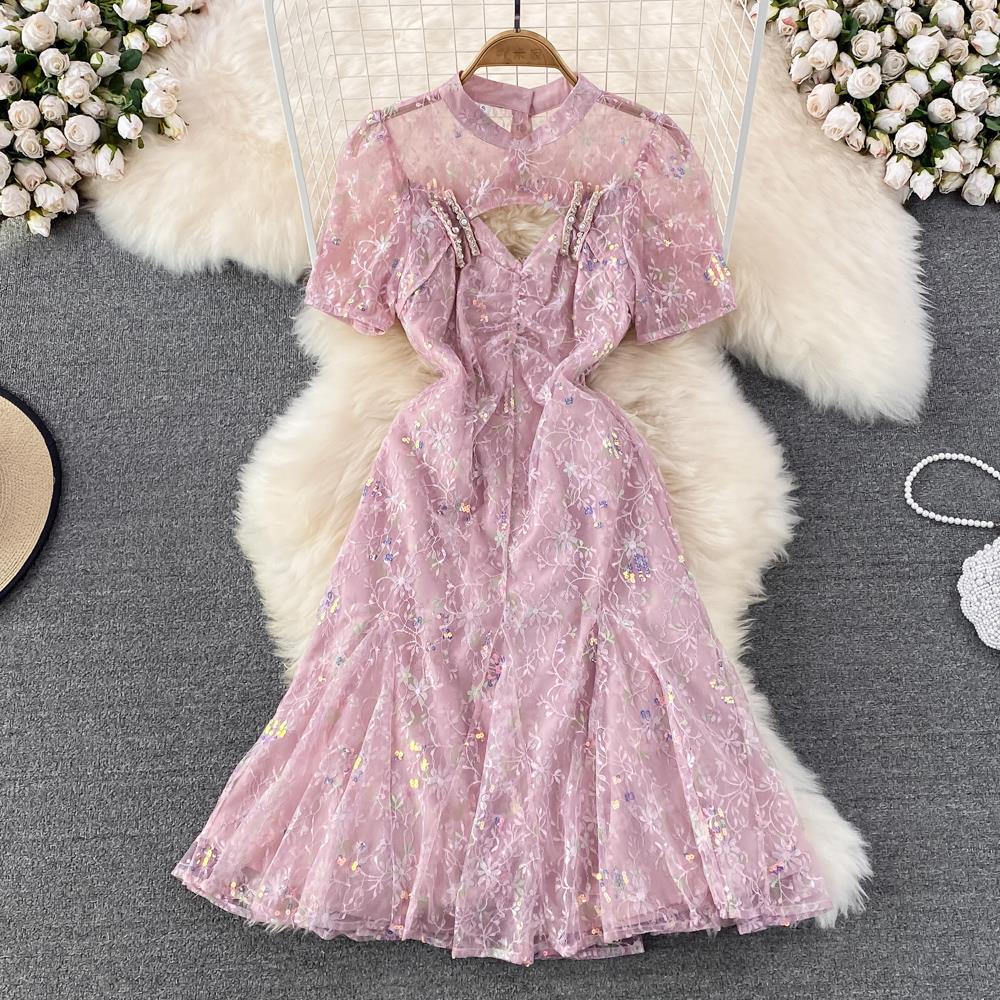 Elegant Lace & Sequined A-Line Skirt Beaded Mermaid Dress for Women - Perfect for Evening Parties, Weddings & Special Occasions