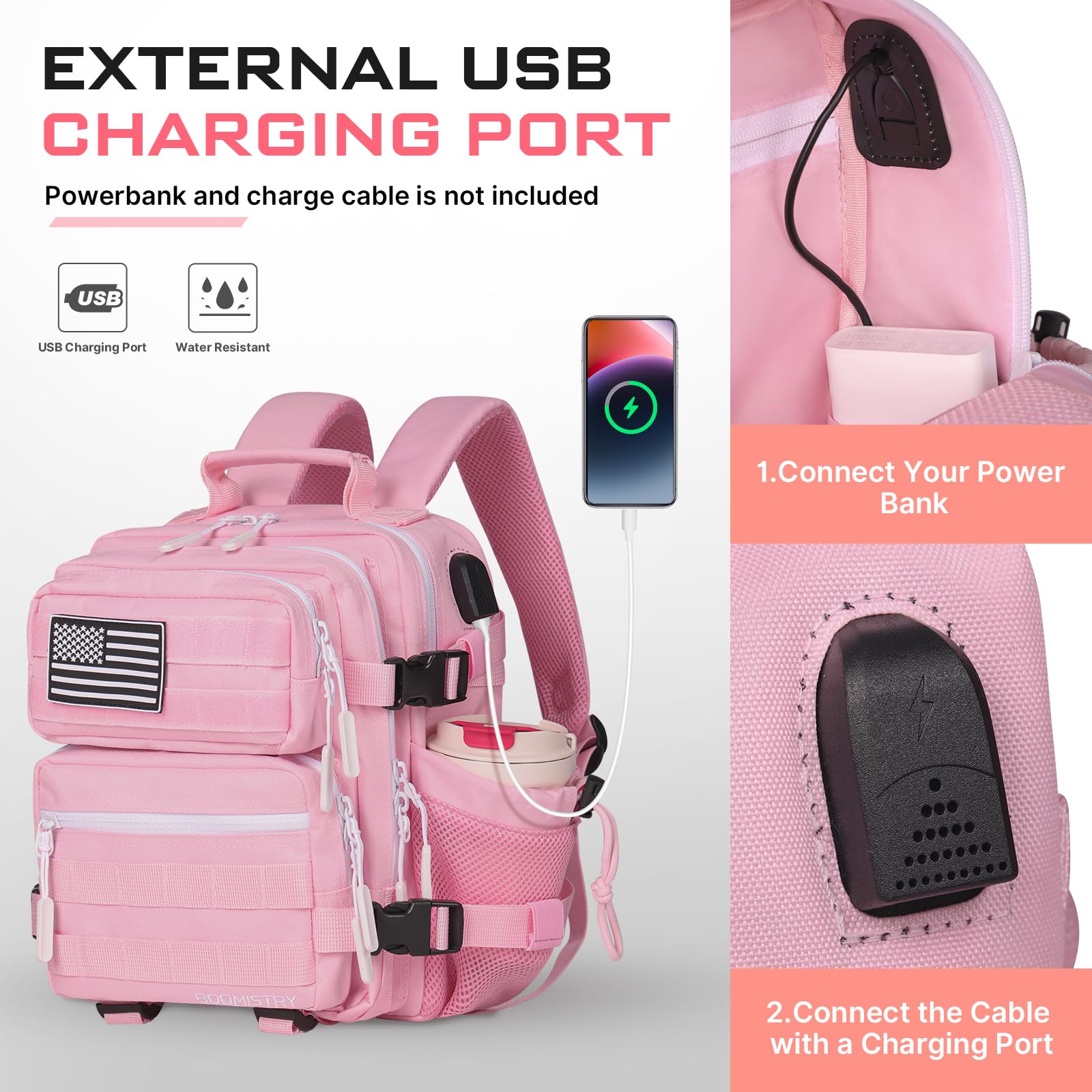 15L Mini Tactical Backpack for Women - Lightweight Military Backpack for Gym, Hiking, Travel & Everyday Use - Water-Resistant Small Tactical Daypack (Pink) - Perfect for Work, School & Outdoor Adventures