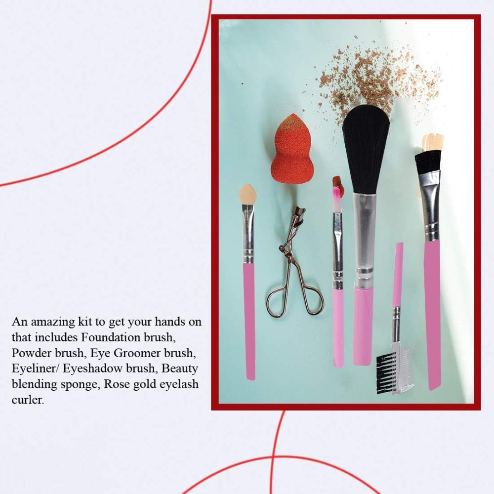 Professional Adbeni Beauty Surprise Kit - 12-Piece Makeup Brush Set with Beauty Blender & Eyelash Curler | Vegan Cruelty-Free Makeup Tools for Foundation, Contouring & Eye Makeup | Perfect for Travel & Professional Makeup Artists