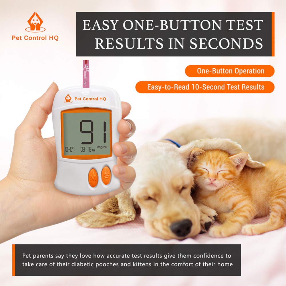 Pet Blood Glucose Monitor Kit for Dogs & Cats - Includes 50 Test Strips | At-Home Diabetes Testing for Pets | Vet-Recommended Glucose Meter for Pet Health Monitoring