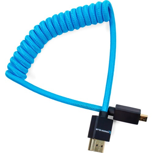 Kondor Blue Coiled Micro HDMI to HDMI Cable (12 to 24 inches) - High-Speed 4K HDMI Cord for DSLR Cameras, Camcorders & Monitors - Perfect for Vlogging, Streaming & Professional Video Production