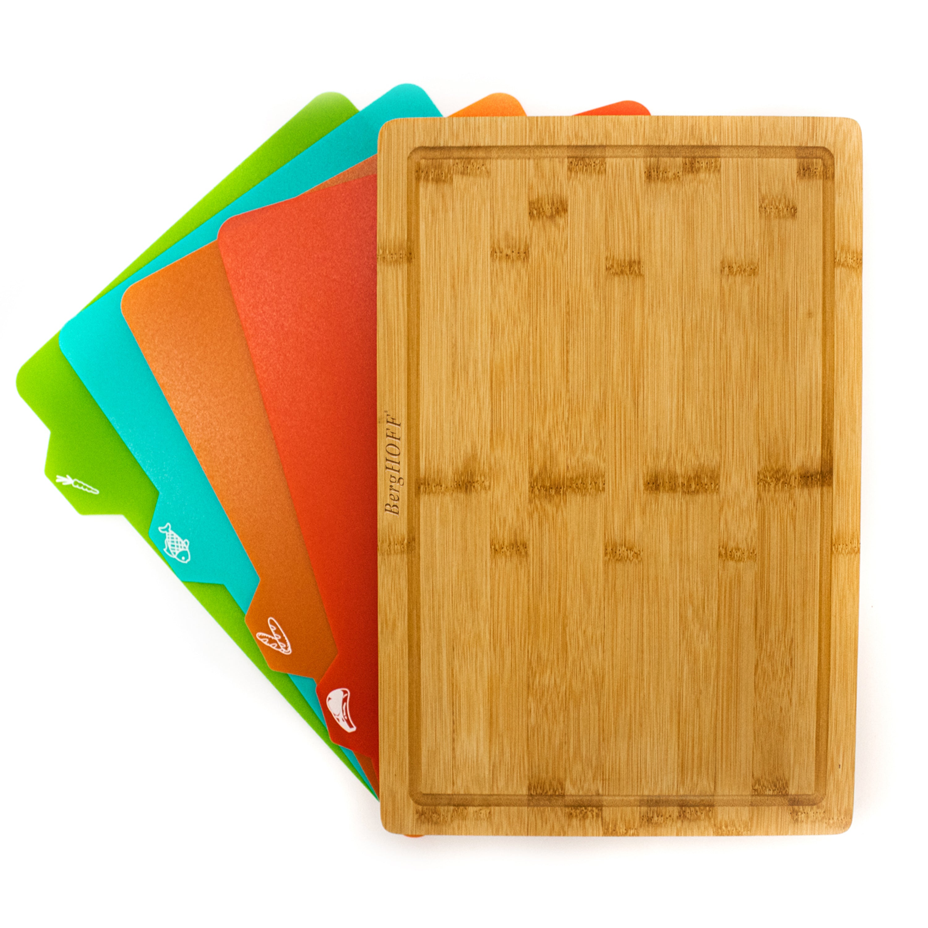 BergHOFF Aaron Probyn 5-Piece Cheese Knife Set with Bamboo Cutting Board - Colorful Inserts for Cheese Platters, Charcuterie Boards & Entertaining