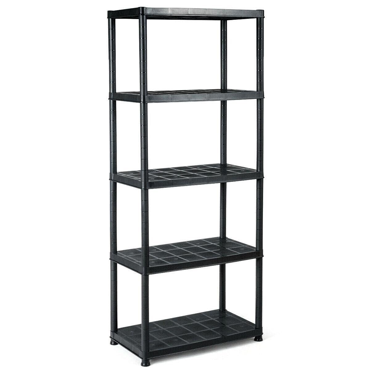 5-Tier Storage Shelving Rack - Heavy Duty Metal Bookshelf for Home Office, Bedroom & Bathroom Organization - Space Saving Wall Mounted Shelf for Books, Decor & Closet Storage - Perfect for Small Spaces & Apartment Living