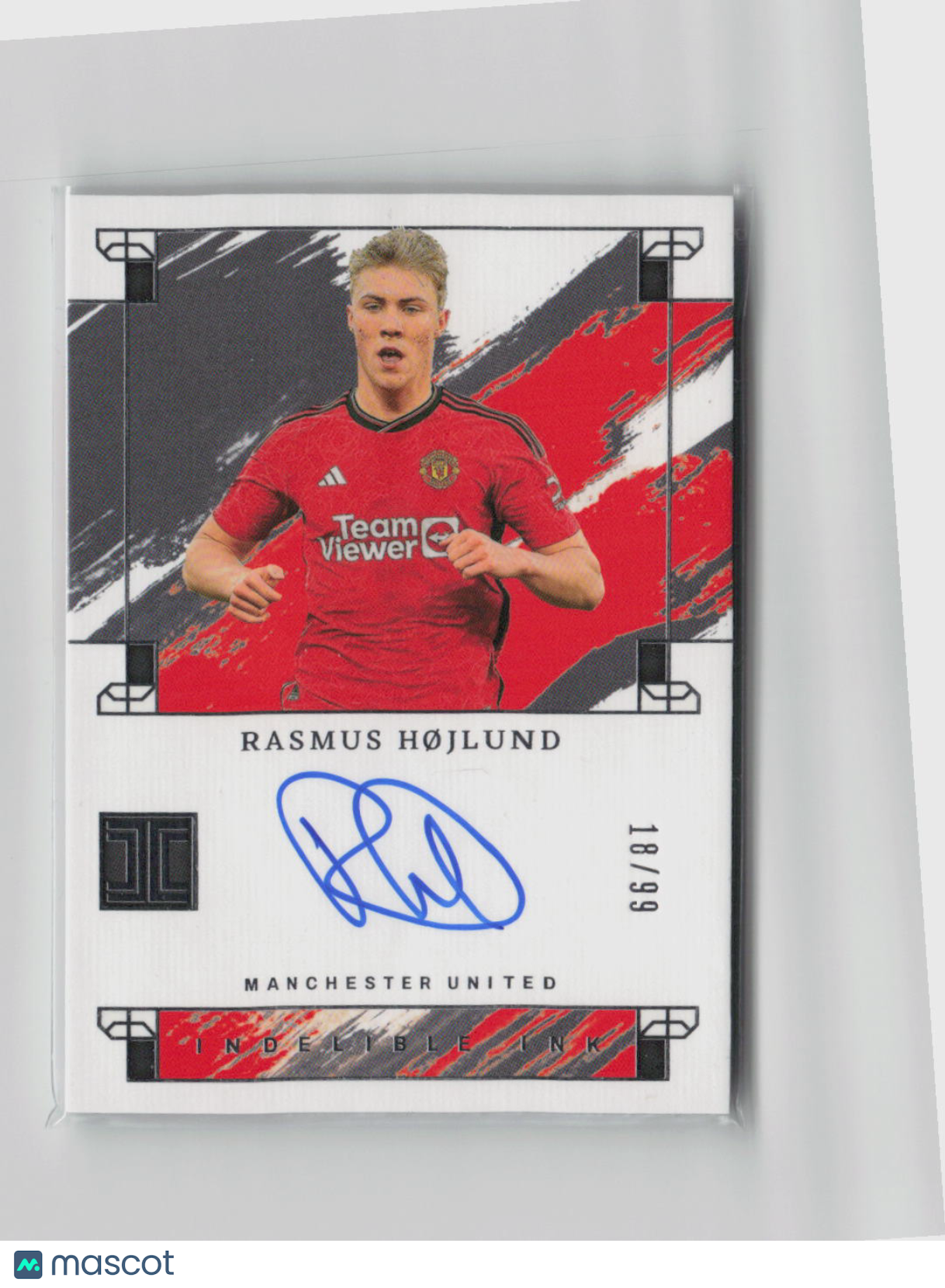 2023-24 Panini Impeccable Premier League Rasmus Højlund Autographed Soccer Card 18/99 #II RH - Perfect for Soccer Collectors and Fantasy Sports Fans