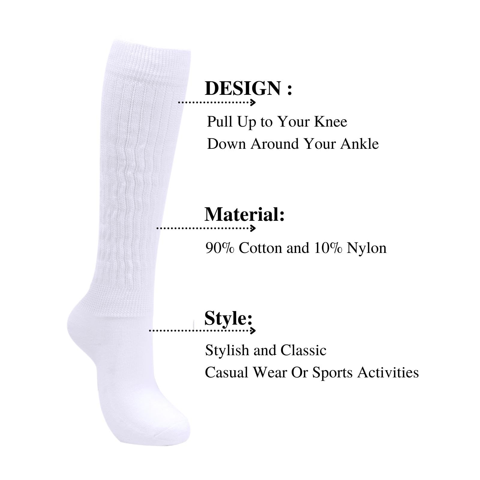 Intgoodluckycc Women's Slouch Scrunch Socks - Long High Tube Socks for Casual Wear, Fashion & Comfort - Perfect for Everyday Outfits, Sneakers & Relaxing at Home
