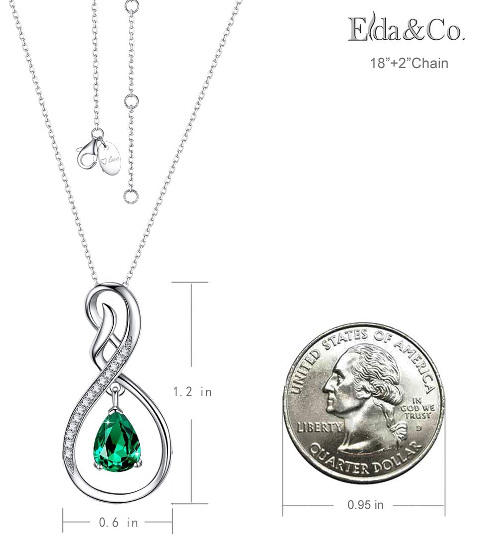 Forever Love Infinity Necklace for Women - April & May Birthstone Jewelry with Simulated Diamond & Emerald - 925 Sterling Silver Gift for Wife, Mom, Her - Perfect for Anniversaries, Valentine's Day & Special Occasions