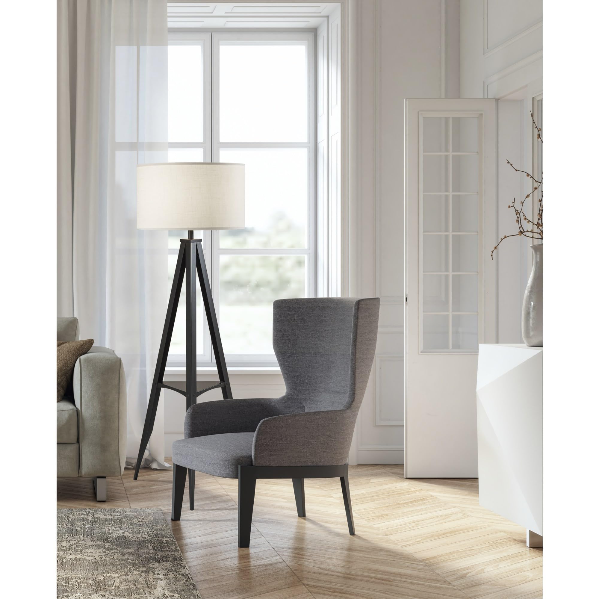 ADESSO Warren Shelf Floor Lamp - Modern Adjustable LED Reading Light for Living Room, Bedroom & Office - Perfect for Reading, Working & Relaxing