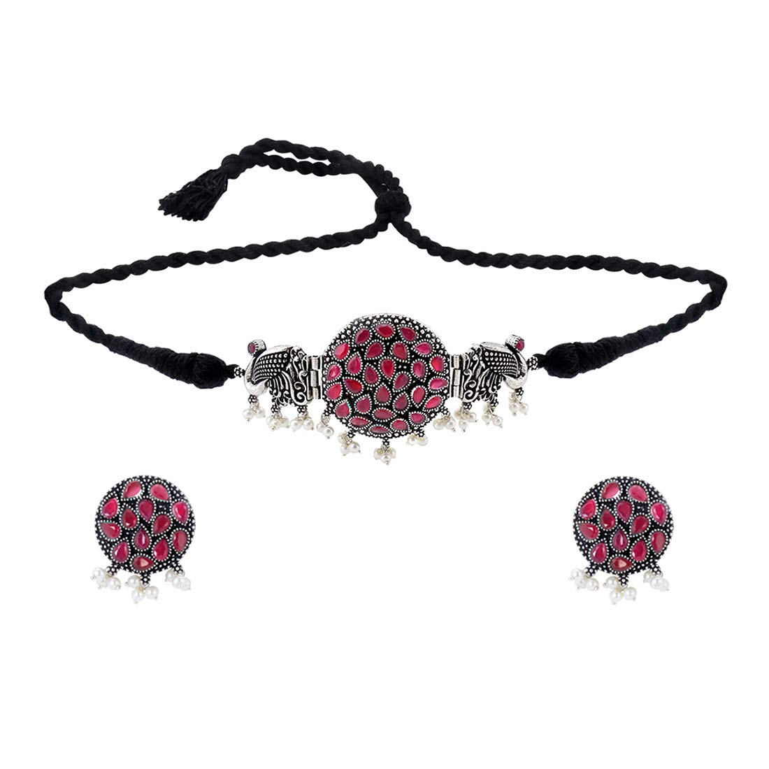 Oxidized Silver Peacock Choker Necklace Set with Yellow Chimes | Traditional Indian Jewelry for Women | Perfect Birthday & Anniversary Gift for Wife, Girlfriend | Ideal for Weddings, Parties & Festive Occasions