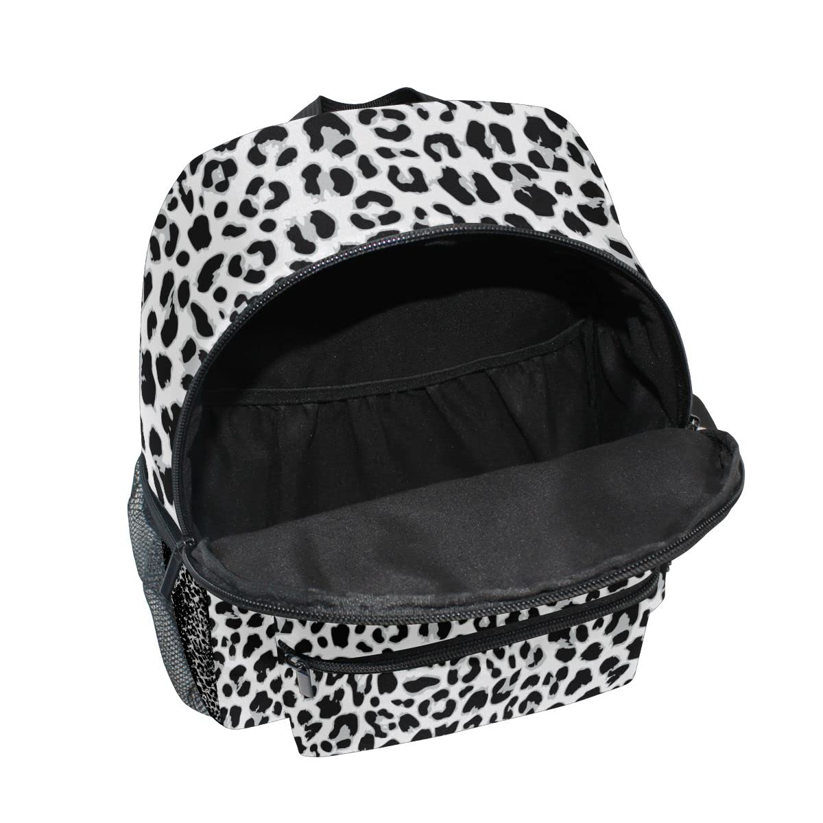 Personalized Preschool Backpack with Adjustable Chest Strap - Custom Name/Text Daycare Bag for Boys & Girls - White Black Leopard Print Nursery & Diaper Bag - Perfect for School, Travel & Outdoor Activities