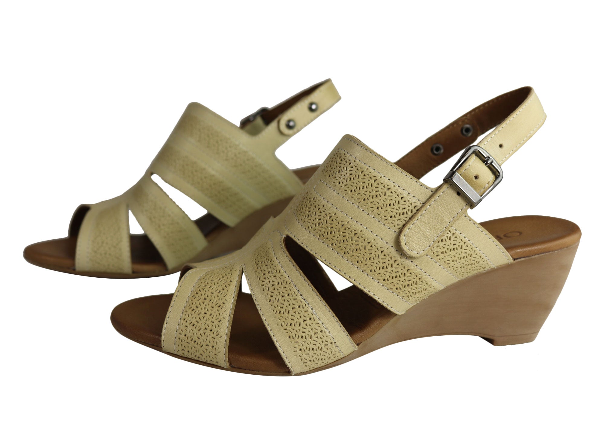Orizonte Pinta Women's European Leather Comfortable Wedge Sandals - Stylish & Supportive for Summer, Beach, and Casual Outings