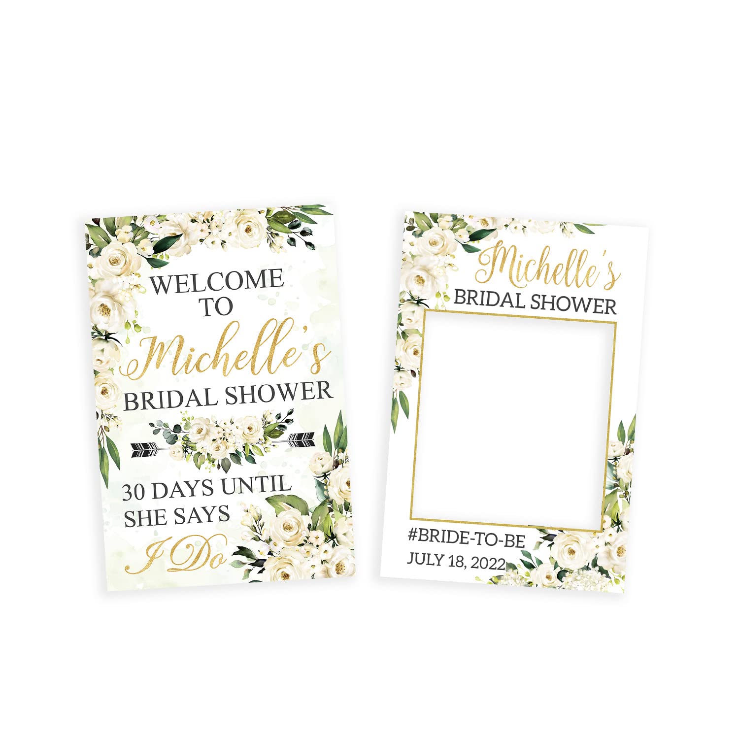 Boho Bridal Shower Welcome Sign Bundle - Personalized Wedding Sign & Frame Set - Custom Bridal Party Decor for Shower, Reception & Photo Backdrop