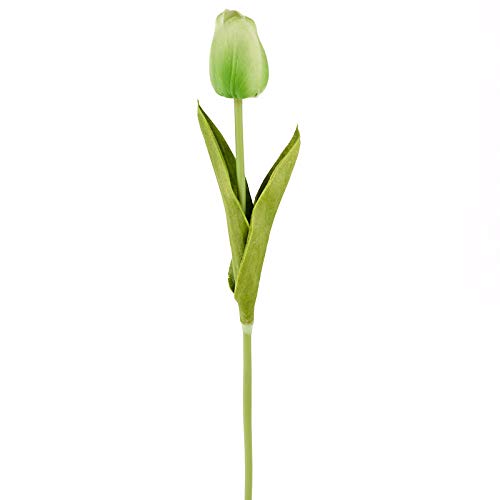 6 Pack Realistic Spring Green Tulip Stems - Artificial Silk Tulip Flowers for Home Decor, Easter Centerpieces, Wedding Bouquets & Spring Floral Arrangements