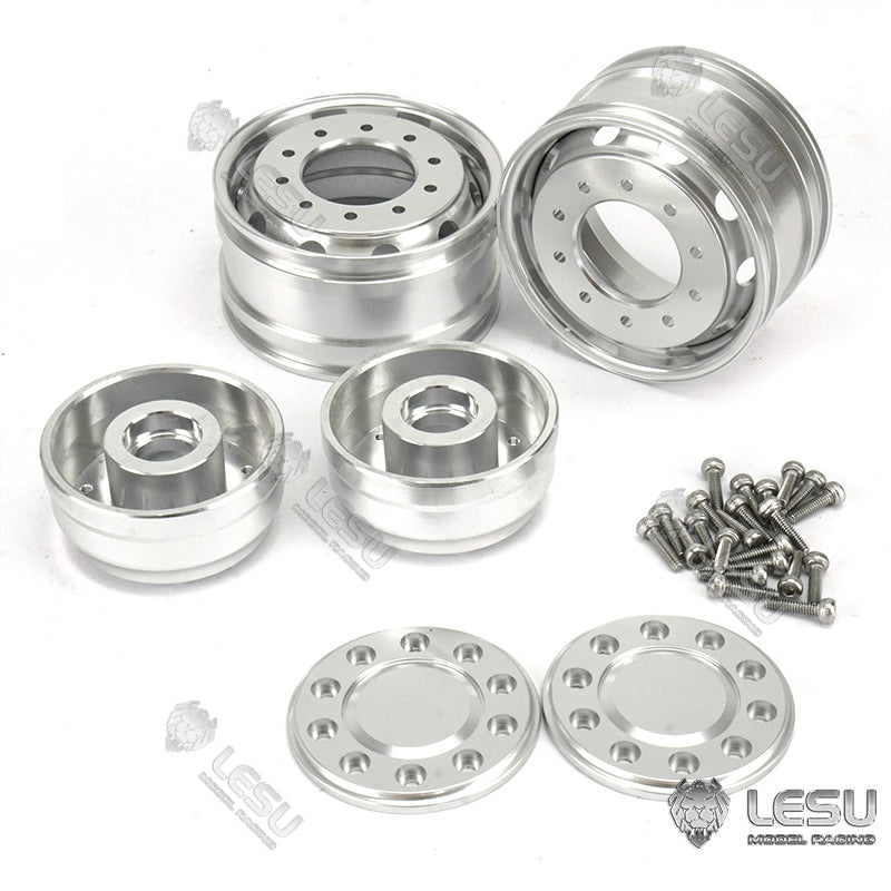 1/14 Scale LESU Front Metal Wheel Hub with Rubber Tires - Unpowered/Powered Axle for TAMIYA RC Truck Models | DIY Bearing & Brake Replacement Parts | Perfect for Off-Road Racing & Crawler Scenes
