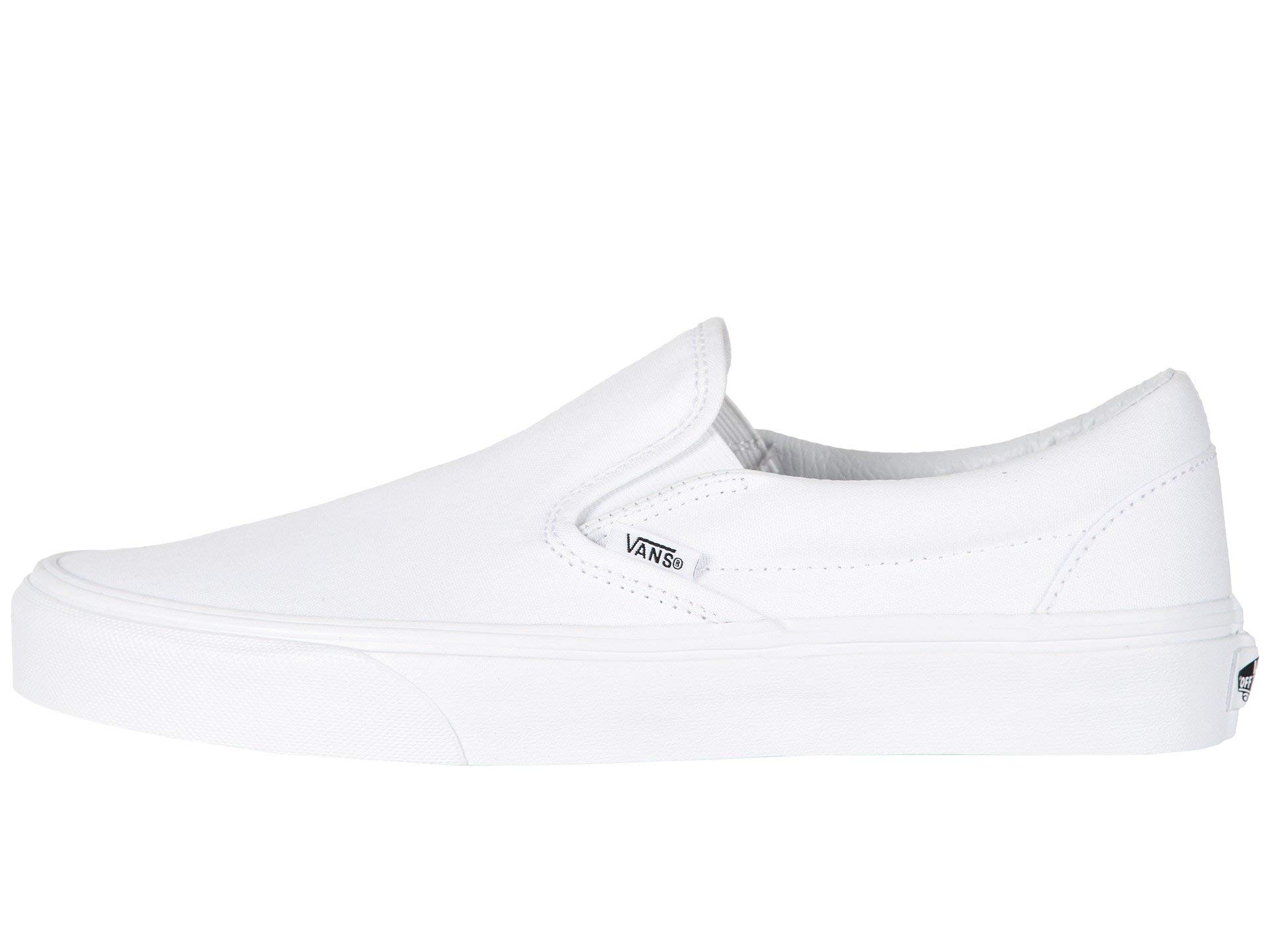 Vans Classic Slip-On Sneakers for Men & Women - True White Canvas Casual Shoes for Skateboarding, Walking & Everyday Wear