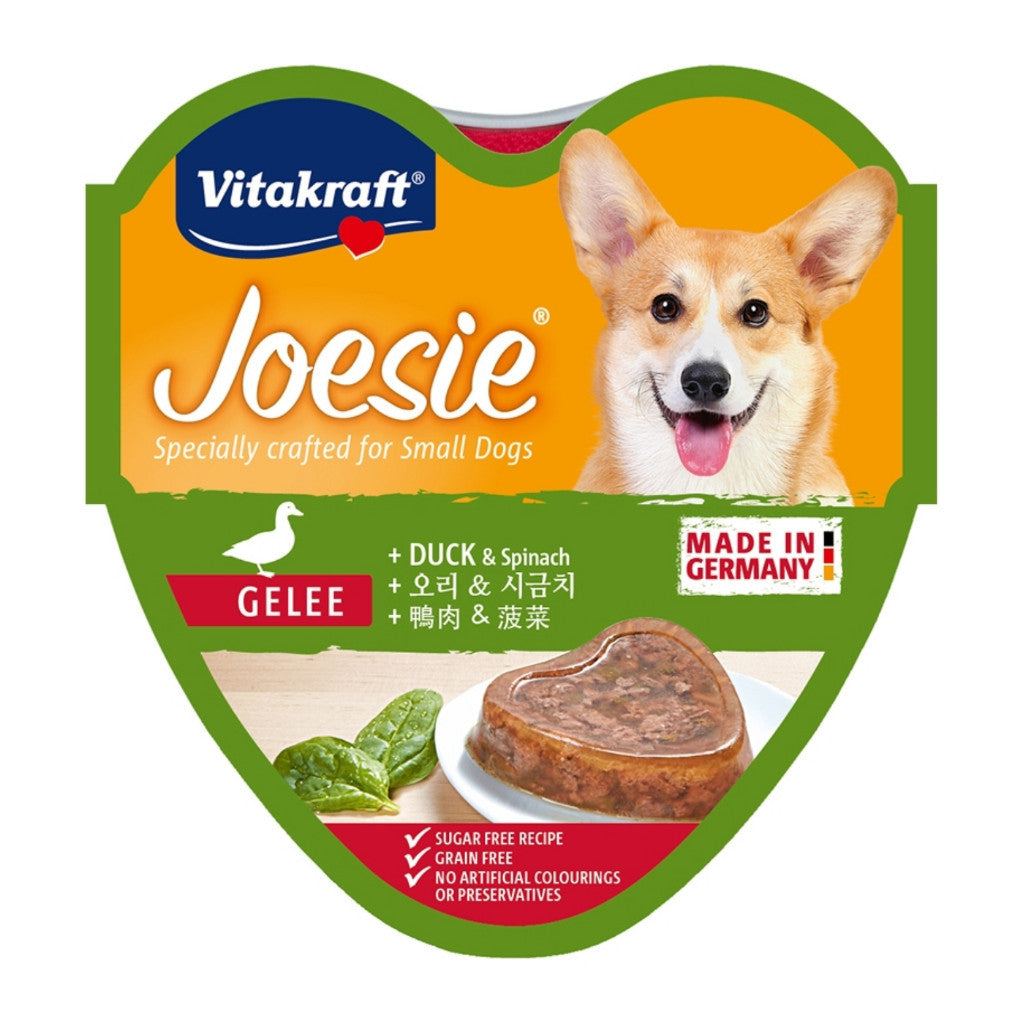 Vitakraft Joesie Hearts Dog Food Trays - 85g Chicken, Turkey & Duck in Sauce & Jelly - Complete Balanced Meal for Small Dogs - Perfect for Travel, Training & Treats