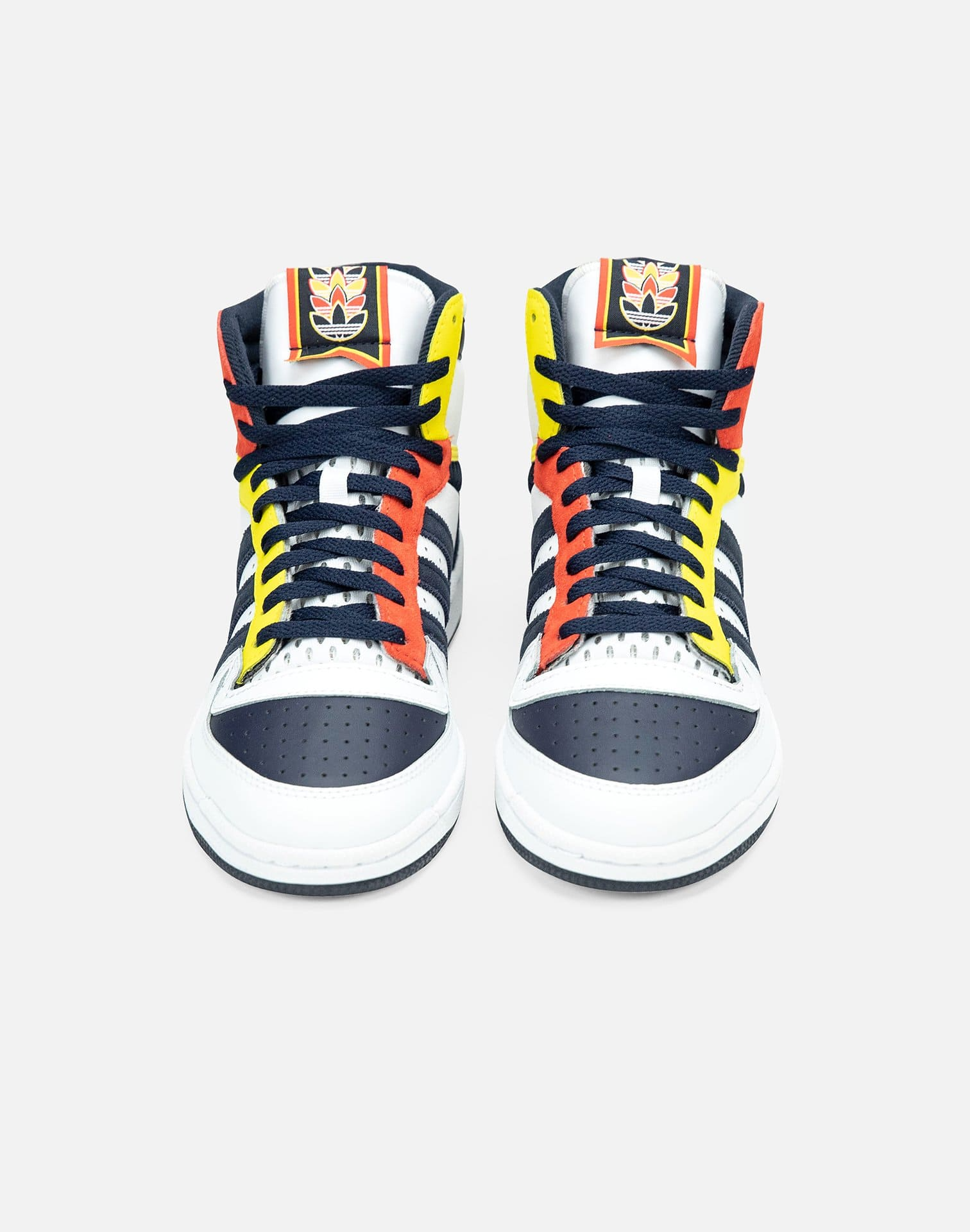 Adidas Men's Top Ten RB Hi Basketball Shoes - White, Navy, Red & Yellow - Retro High-Top Sneakers for Streetwear & Casual Outfits