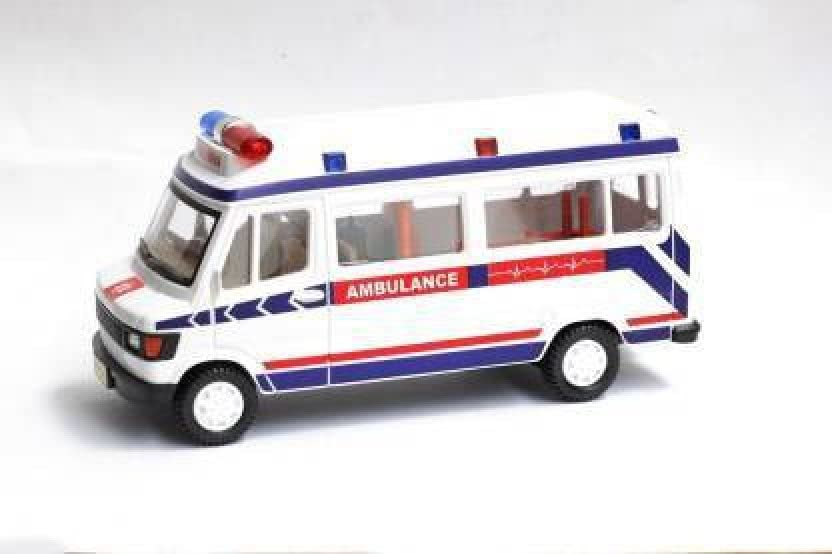 USCATALOG Ambulance Toy for Kids - White Emergency Vehicle Toy (Pack of 1) - Perfect for Pretend Play, First Responder Role Play, and Educational Fun
