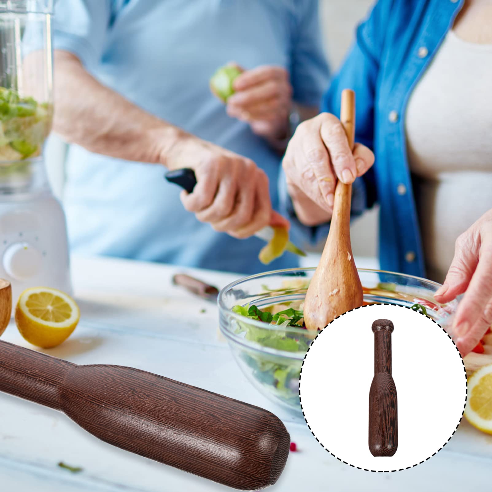 1pc Wooden Pestle and Masher - Garlic Crusher, Spice Grinder, Food Muddler - Kitchen Utensil for Grinding & Mashing - Perfect for Guacamole, Herbs, Cocktails & Cooking Accessories