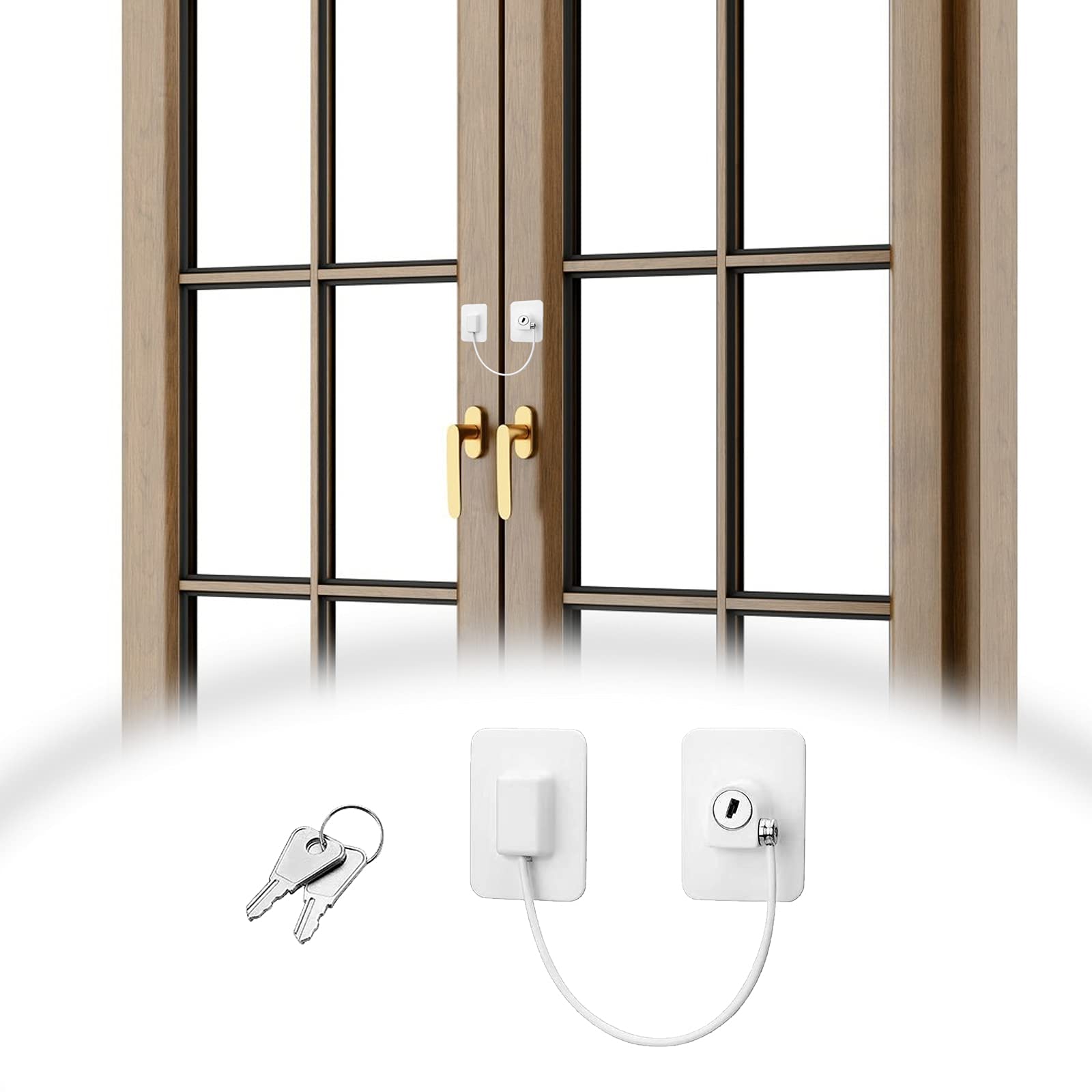 Child Safety Cabinet Latches - 2 Pack Self Adhesive Window & Door Locks for Baby Proofing - Secure Fridge, Cabinets & Drawers - White Childproof Locks for Home Safety (Perfect for Kitchens, Bathrooms & Nursery Areas)