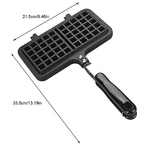 Non-Stick Stove Top Waffle Iron - Dual Belgian Bubble Waffle Maker Pan with Aluminum Plates (8.5x13.2 Inch) - Perfect for Breakfast, Snacks, Lunch & Camping Cooking