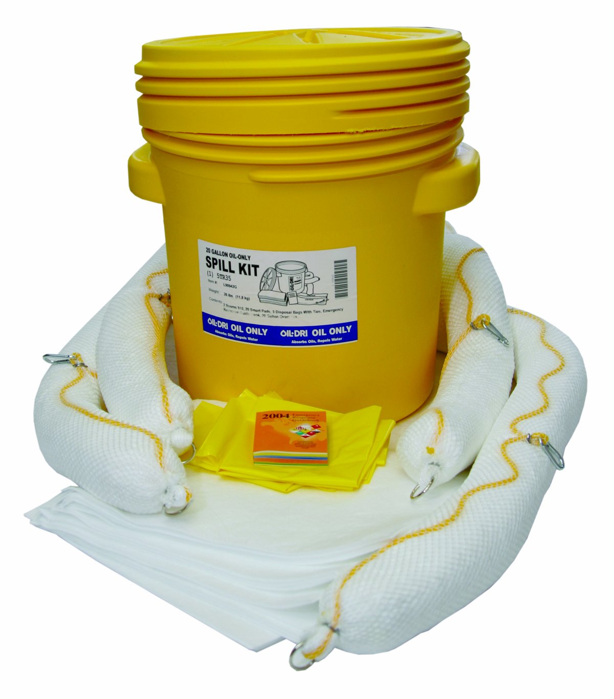 Oil-Dri L90942 20-Gallon Oil-Only Spill Kit | Absorbent Pads & Socks for Industrial & Garage Oil Spills | EPA-Compliant Emergency Cleanup Solution