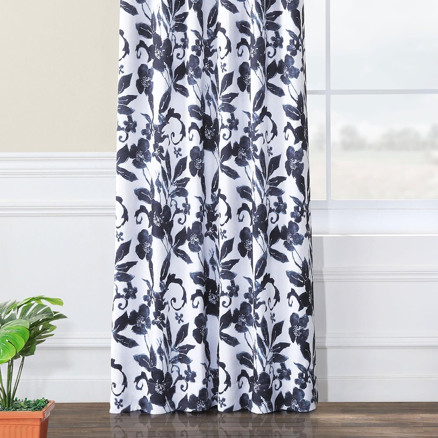 Blue Hibiscus Floral Blackout Curtains for Bedroom & Living Room - Light Blocking Window Drapes for Better Sleep & Privacy