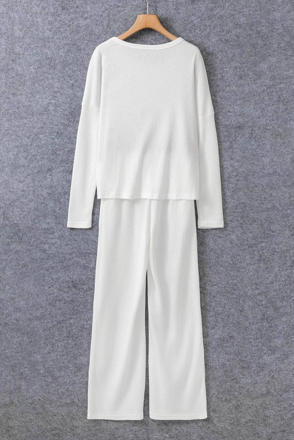 Women's Soft Round Neck Long Sleeve Top & Drawstring Pants Lounge Set - Comfy Casual Outfit for Home, Yoga, Travel & Relaxation