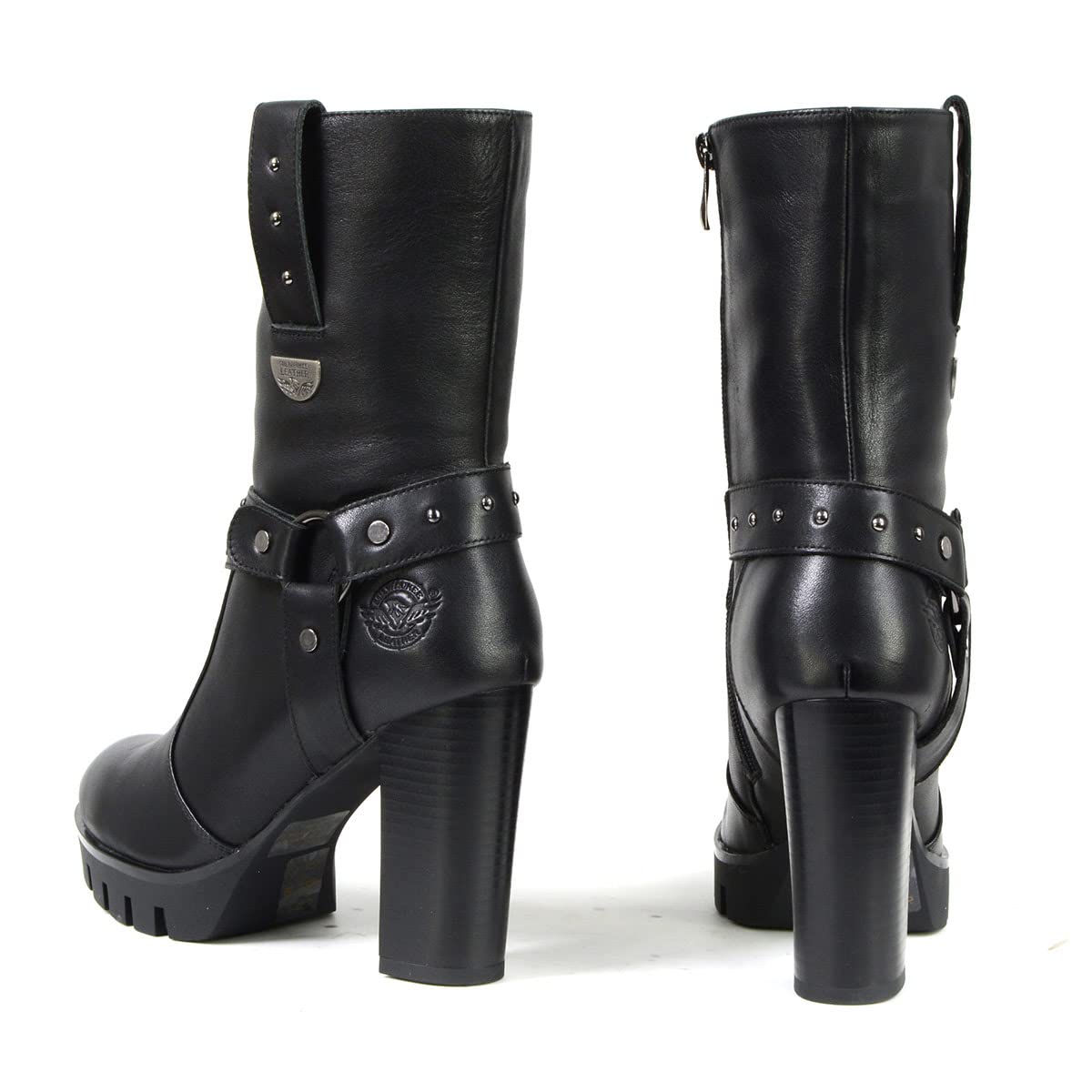 Milwaukee Leather MBL9303 Women's Classic Black Leather Ankle Boots with Block Heel - Size 7 | Comfortable Casual Fashion Booties for Everyday Wear, Office & Date Night Outfits