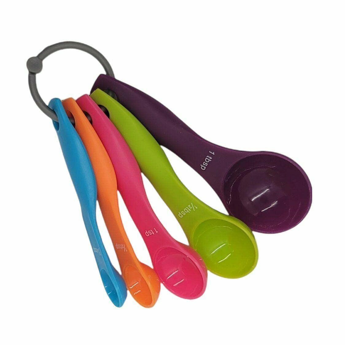 AWED 5pc Colorful Plastic Measuring Spoon Set - 1/4 tsp to 1 tbsp | Essential Baking & Cooking Tools for Precise Measurements in Kitchen & Baking Supplies