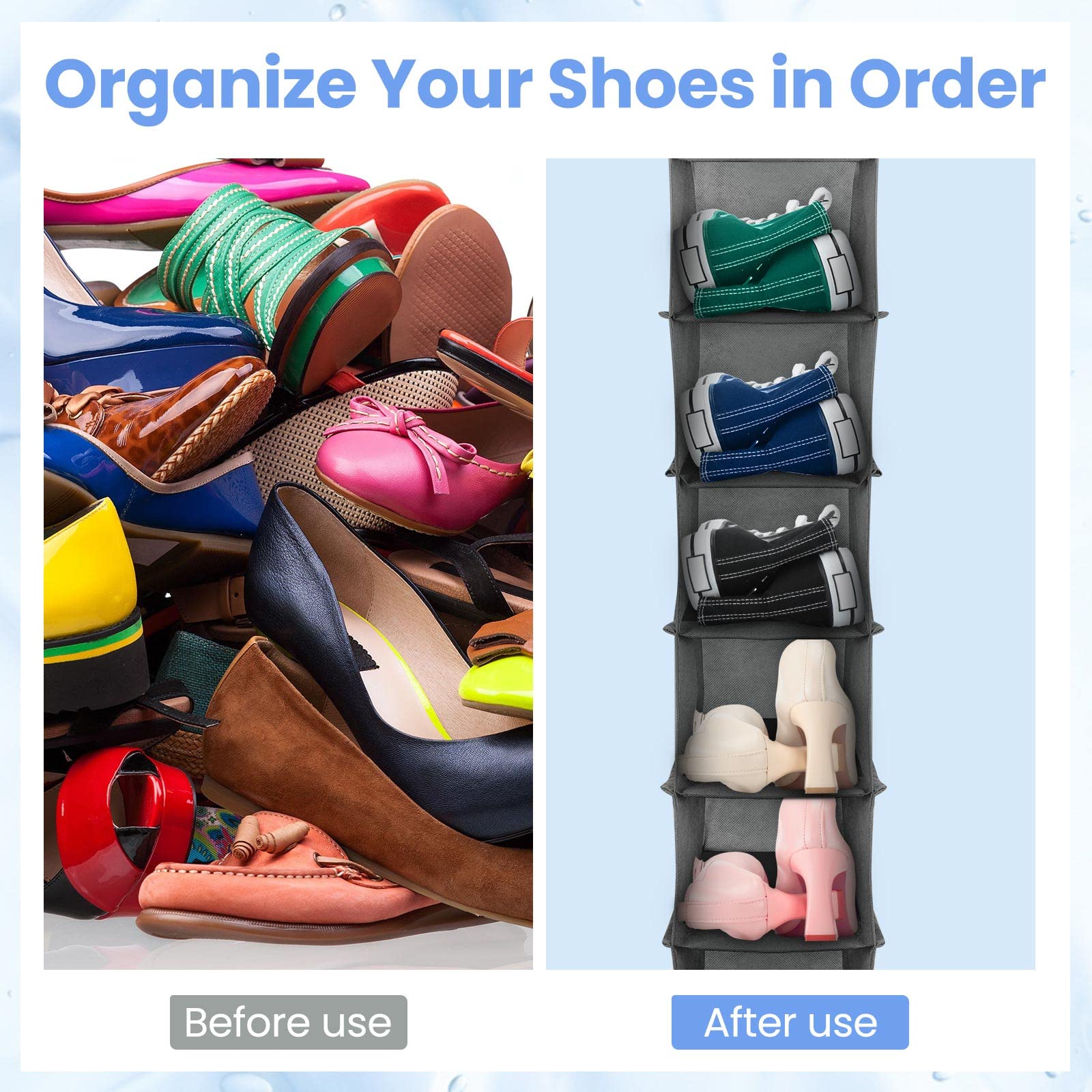 4 Pack Hanging Shoe Organizer - 10 Shelf Space Saving Closet Storage for Shoes, Hats, Purses & Handbags | Perfect for Bedroom, Closet & Dorm Organization