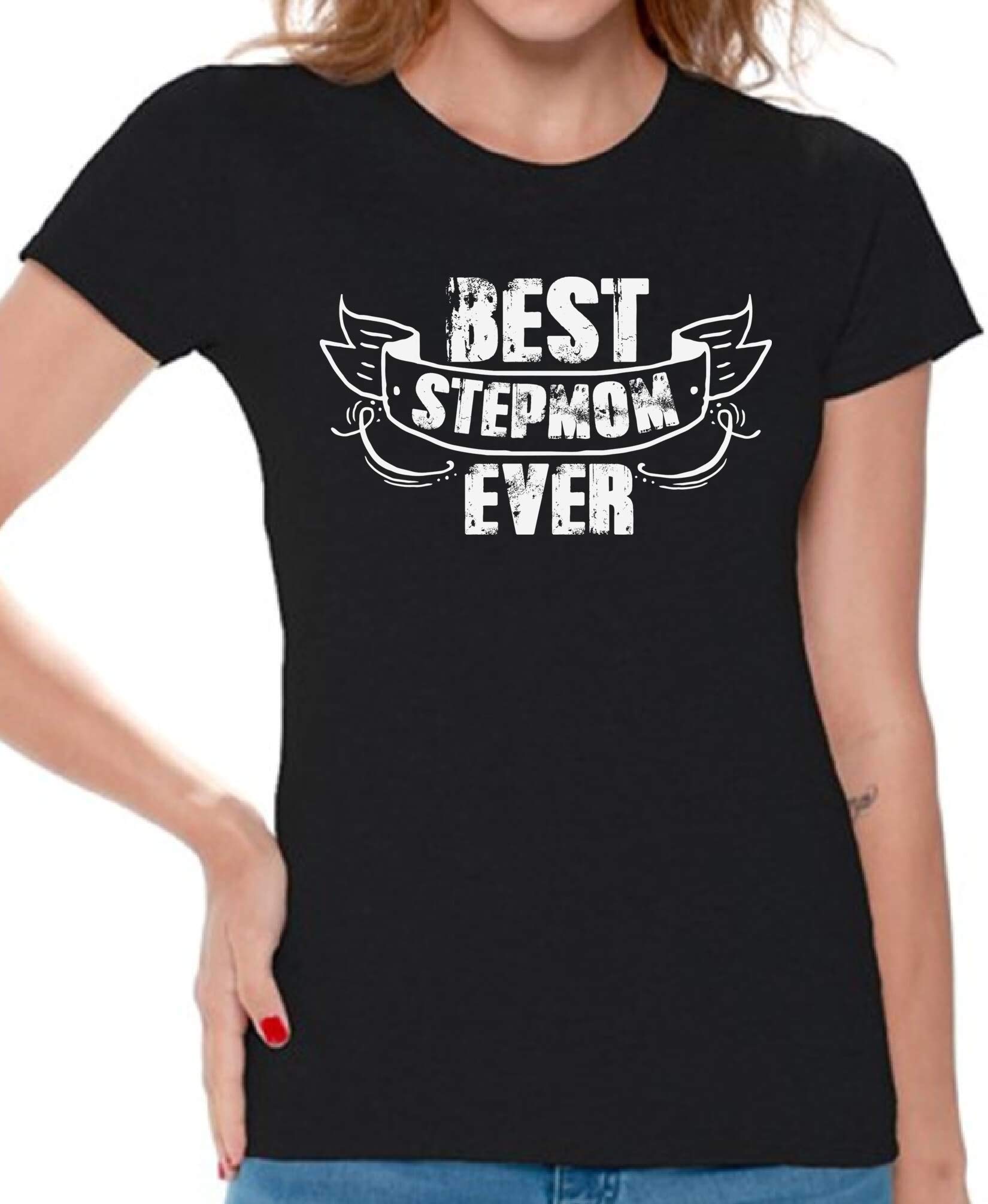 Best Stepmom Ever T-Shirt for Women - Funny & Cute Stepmother Gift - Comfortable Cotton Tee for Mother's Day, Birthday & Family Reunions