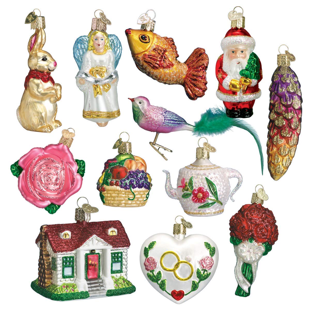 Old World Christmas Glass Blown Ornament with S-Hook and Gift Box - Elegant Wedding Collection (Bride's Collection 14010) - Perfect for Christmas Tree Decor, Bridal Shower Gifts & Holiday Home Decoration