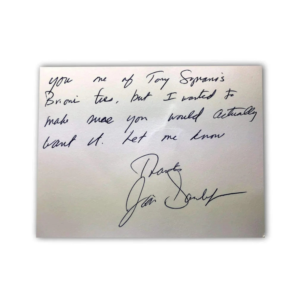 Authentic James Gandolfini Autographed Tie & Handkerchief Set from The Sopranos - Tony Soprano Memorabilia with COA - Perfect for TV Show Collectors and Sopranos Fans Display