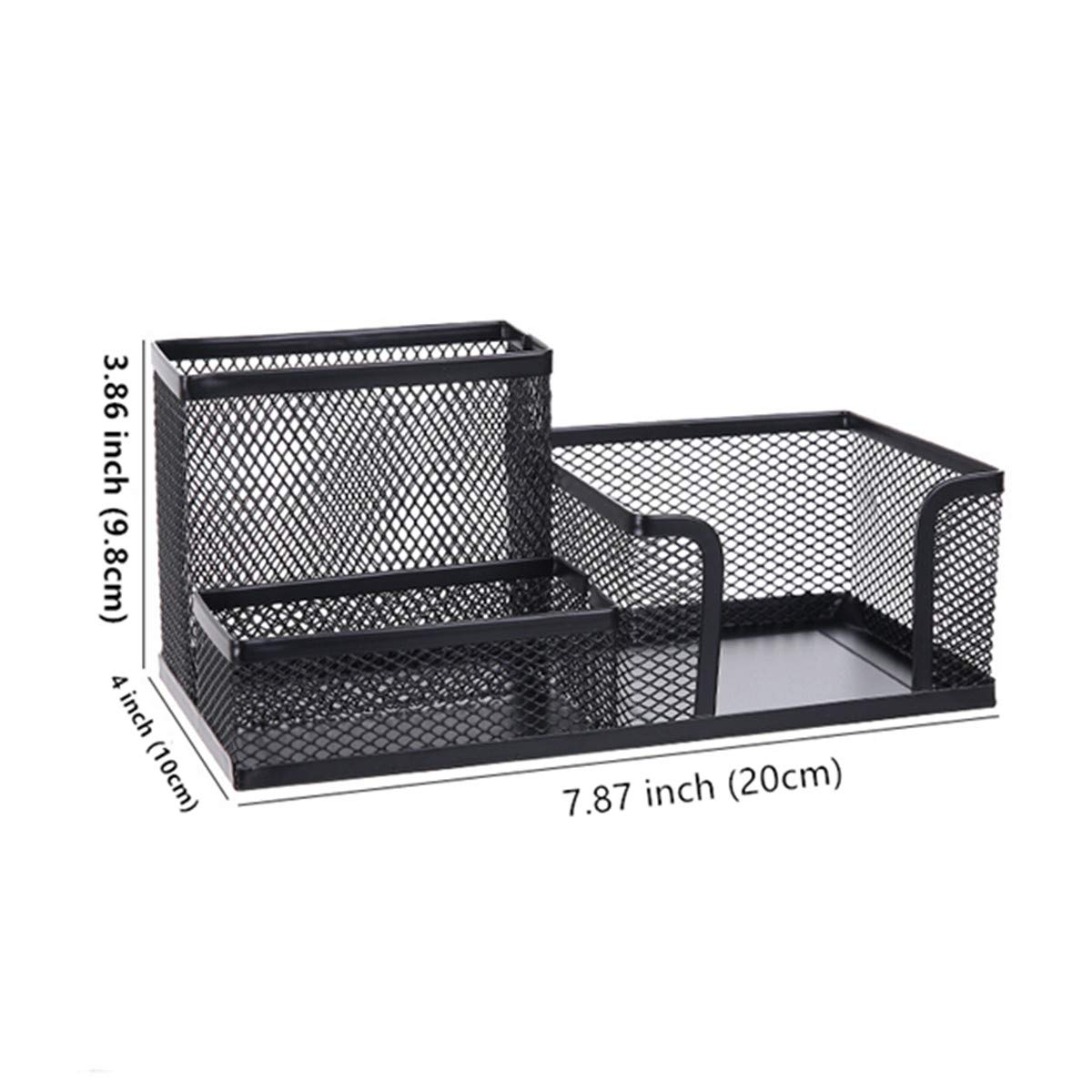 2 Pack Black Mesh Desk Organizer Pen Holder with 3 Compartments - Office Supplies Caddy for Pencils, Markers & Desk Accessories - Perfect for Home Office, School & Workspace Organization