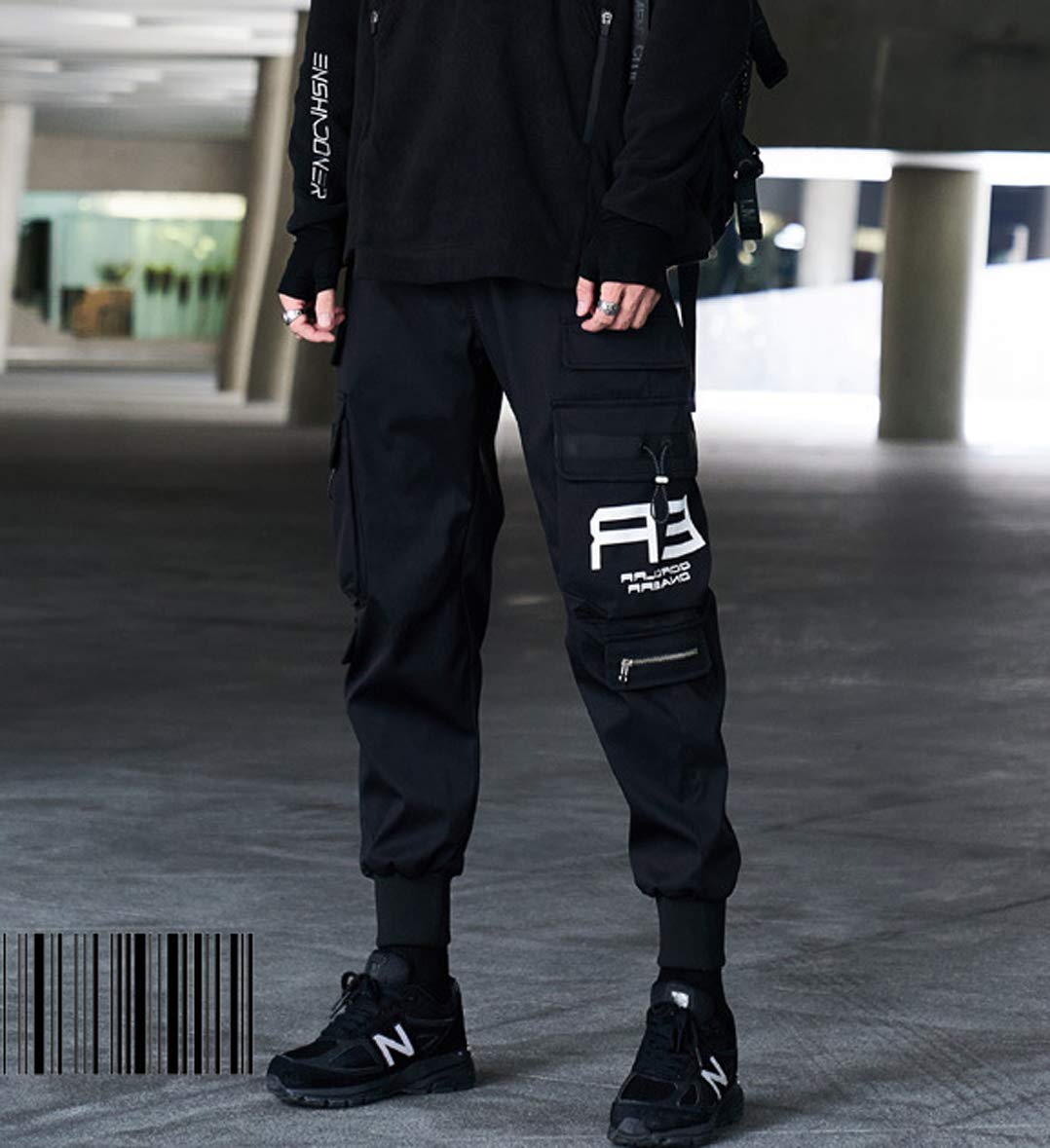 Astellarie Men's Techwear Jogger Pants - Hip Hop Streetwear Cargo Pants with Pockets | Tactical Harem Track Pants for Urban Fashion & Workout