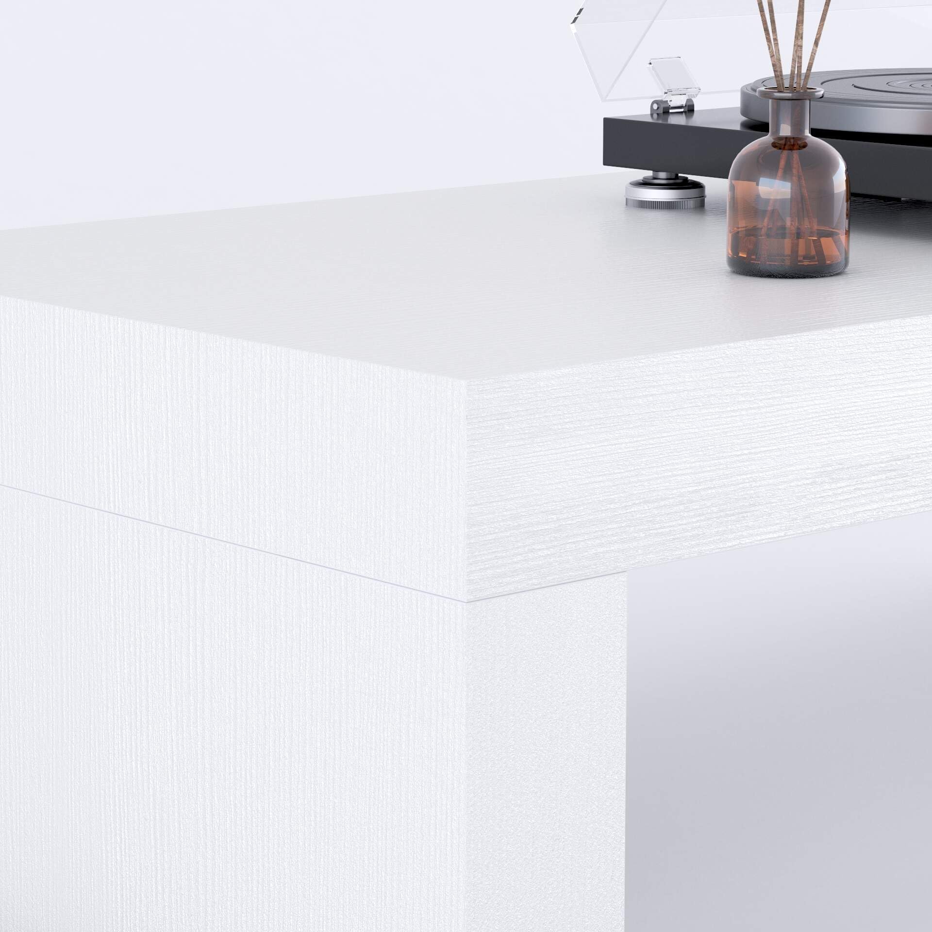 MOBILI FIVER Evolution 90x40 Coffee Table - White Ash MDF & Melamine - Modern Living Room Center Table - Low Profile Italian Made Coffee Table for Small Spaces & Contemporary Decor