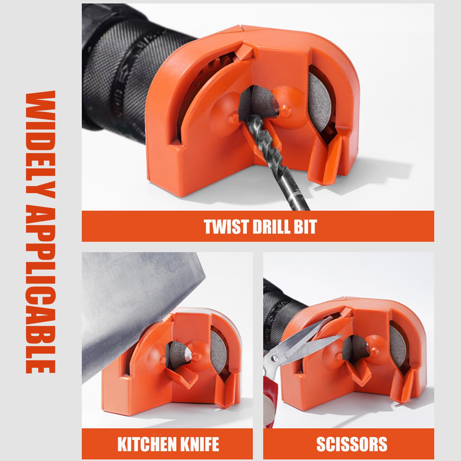 Multipurpose Drill Bit Sharpener & Grinder Tool - Portable Drill Bit Sharpening Kit for All Bits - Perfect for DIY, Woodworking & Metalworking Projects (Orange)