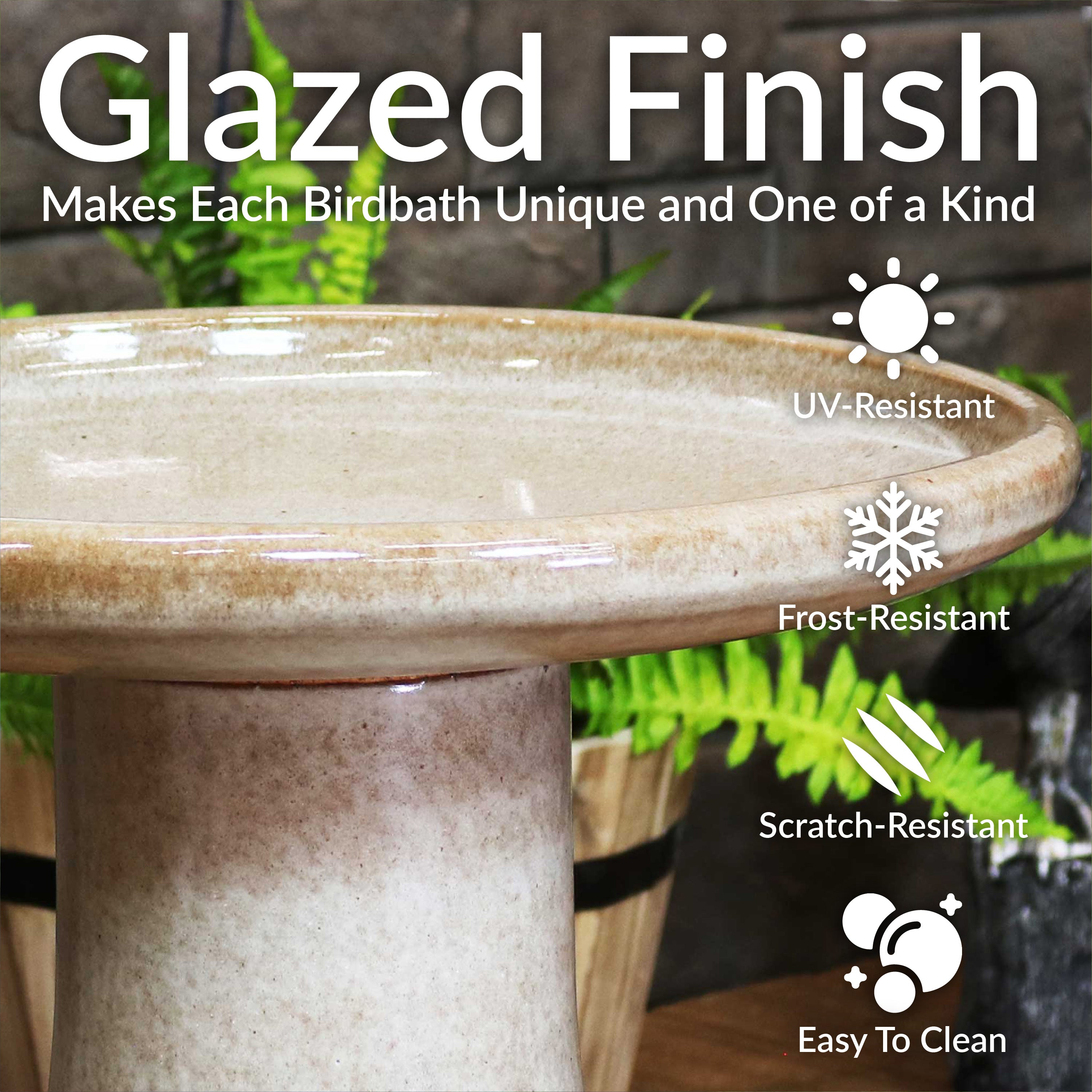 Sunnydaze Glazed Ceramic Duo Tone Outdoor Bird Bath - Garden Decor for Attracting Birds & Enhancing Outdoor Spaces