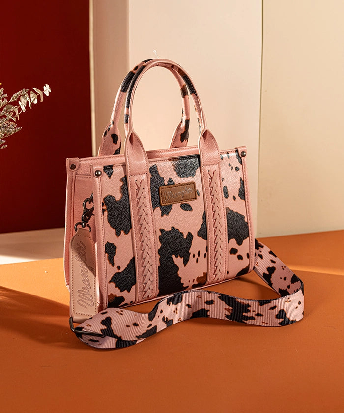 Wrangler Cow Print Concealed Carry Handbag for Women - Fashionable Western Style Purse with Hidden Gun Pocket | Perfect for Everyday Carry, Travel & Outdoor Adventures