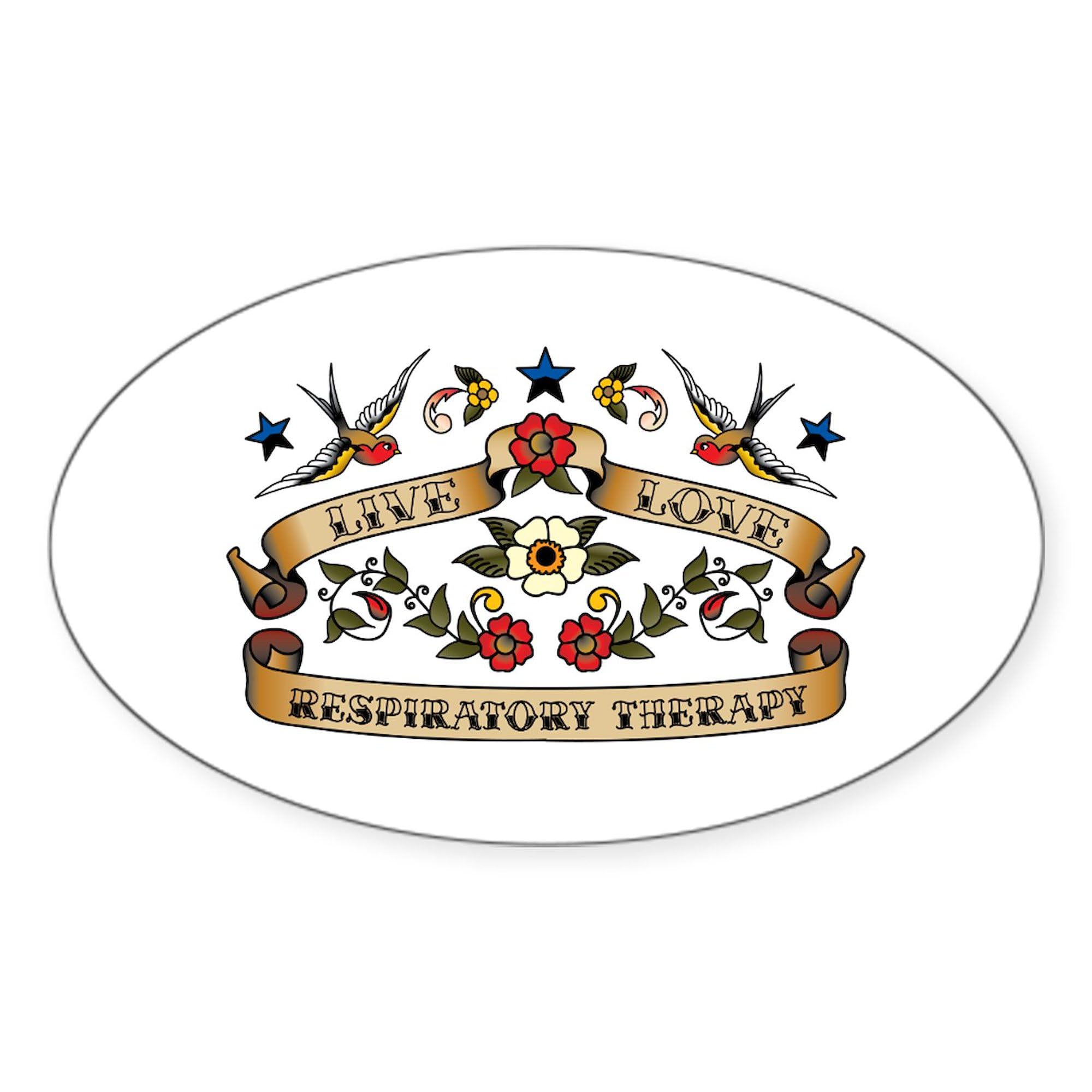 Live Love Respiratory Therapy Oval Sticker - Waterproof Vinyl Decal for Cars, Laptops & Windows - Perfect for Nurses, Medical Students & Healthcare Workers