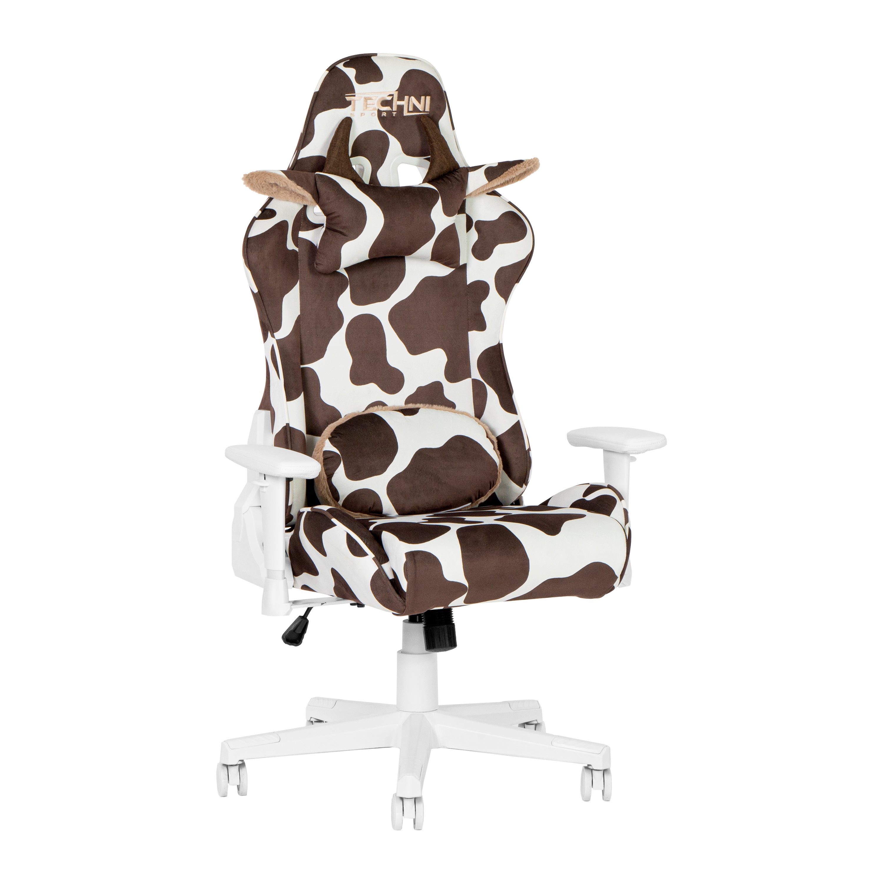 TS85 COW Print LUXX Series Ergonomic Gaming Chair with Lumbar Support - Perfect for PC Gaming, Office Work, and Streaming Setup