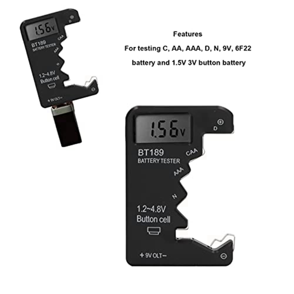 Universal Battery Tester for AA AAA 6F22 9V 1.5V - 4 Pack Household Battery Checker (Grey) - Perfect for Home, Office, and Emergency Kits
