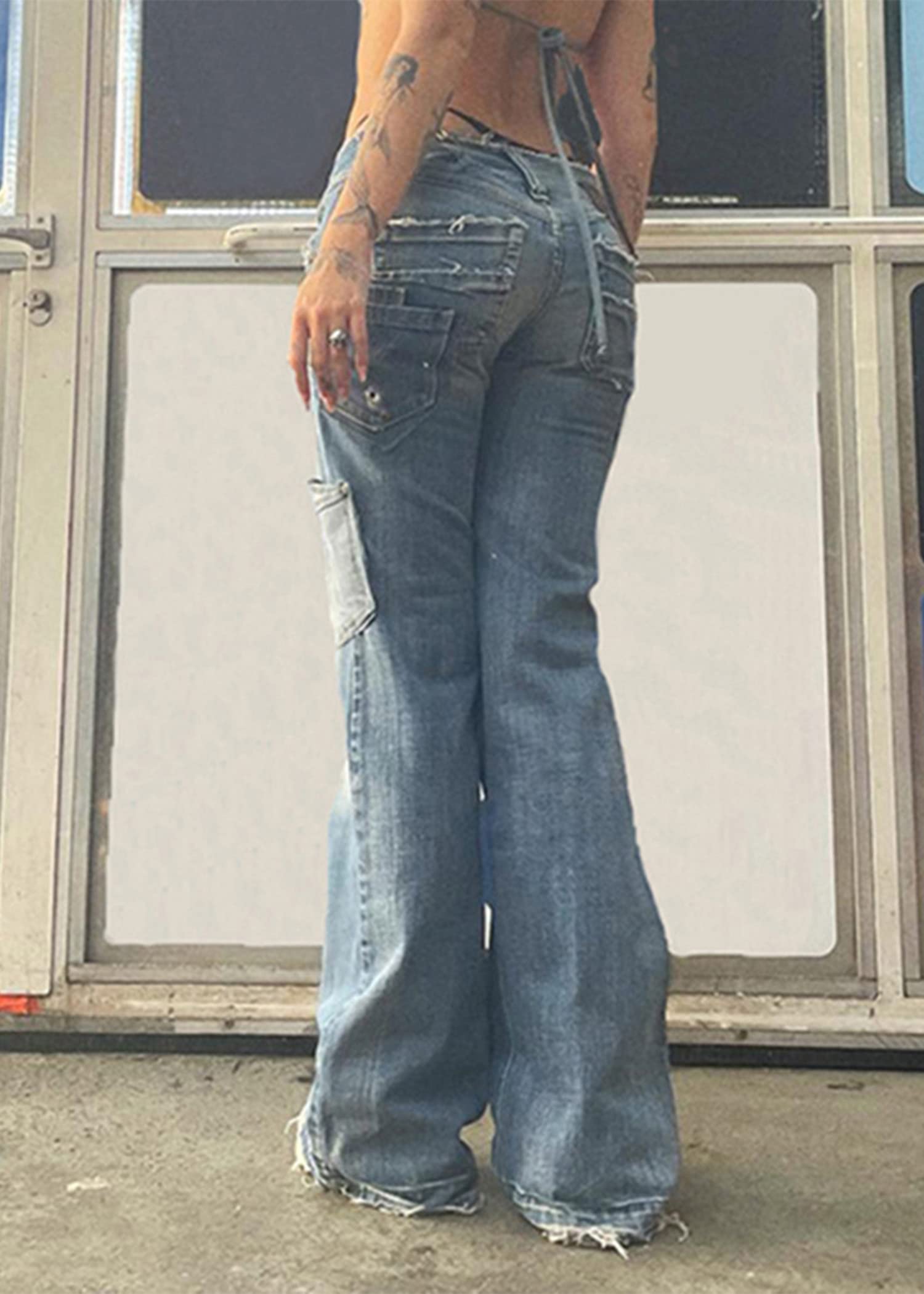 Vintage Y2K High Waist Star Jeans for Women | 90s Distressed Denim | Casual Streetwear